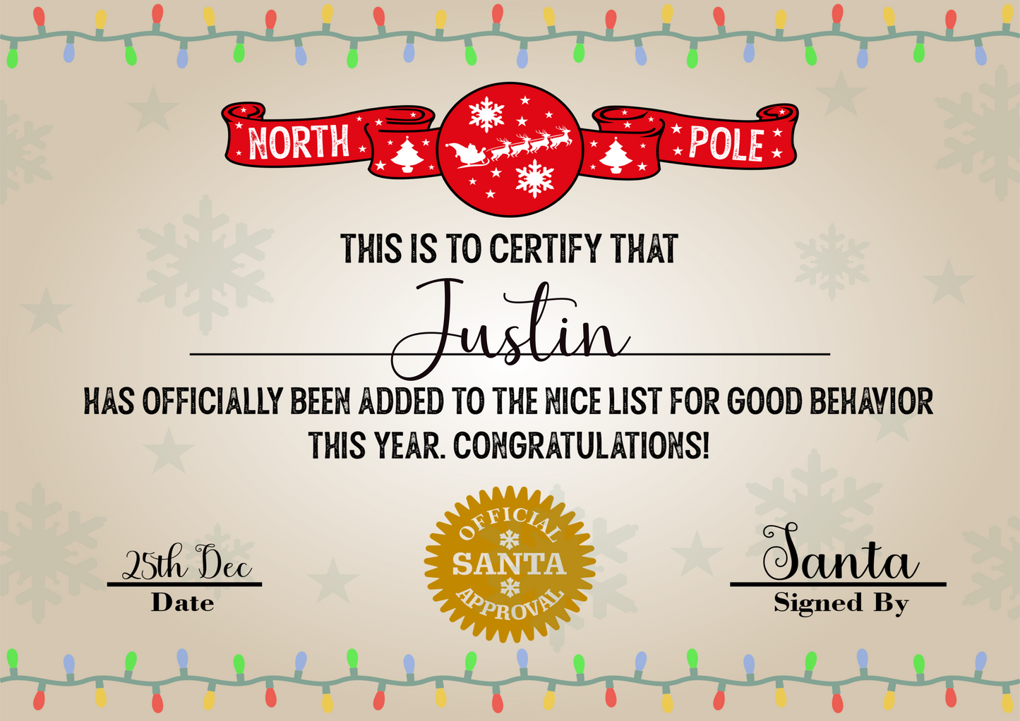 Good Behaviour Certificate - Personalised