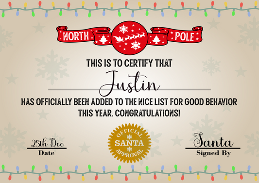 Good Behaviour Certificate - Personalised