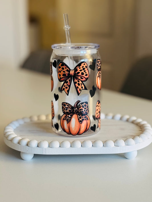 Leopard Print Pumpkin Plastic Can 16oz