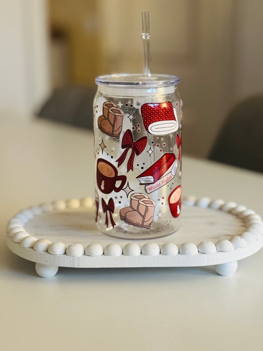 Red Autumn plastic can 16oz