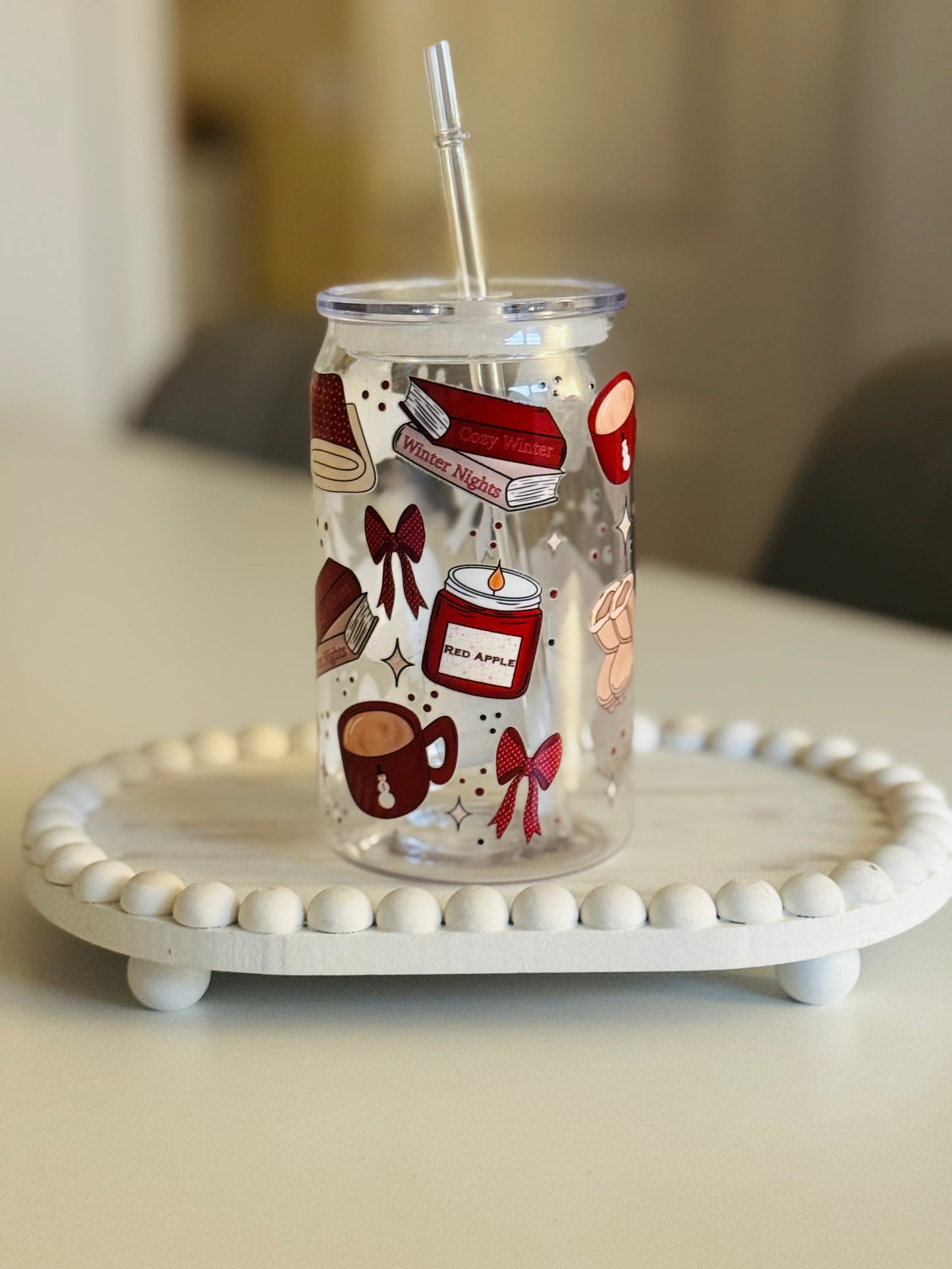 Red Autumn plastic can 16oz