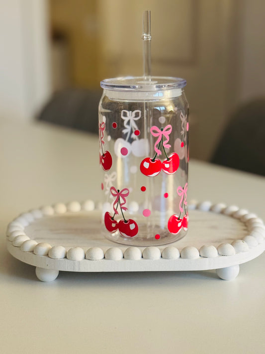 Cherries n bows plastic can 16oz