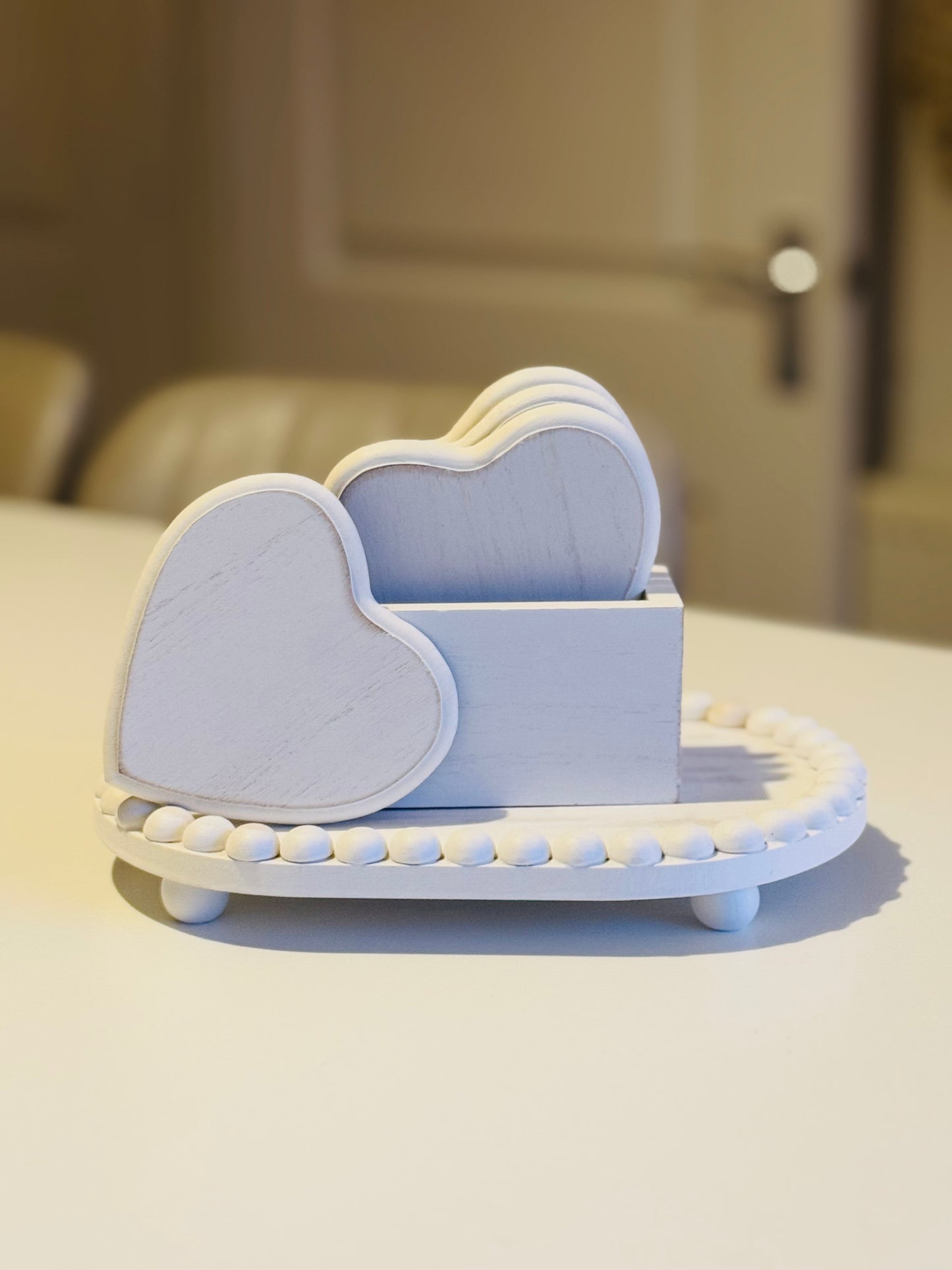 Cream Wooden Heart Coasters