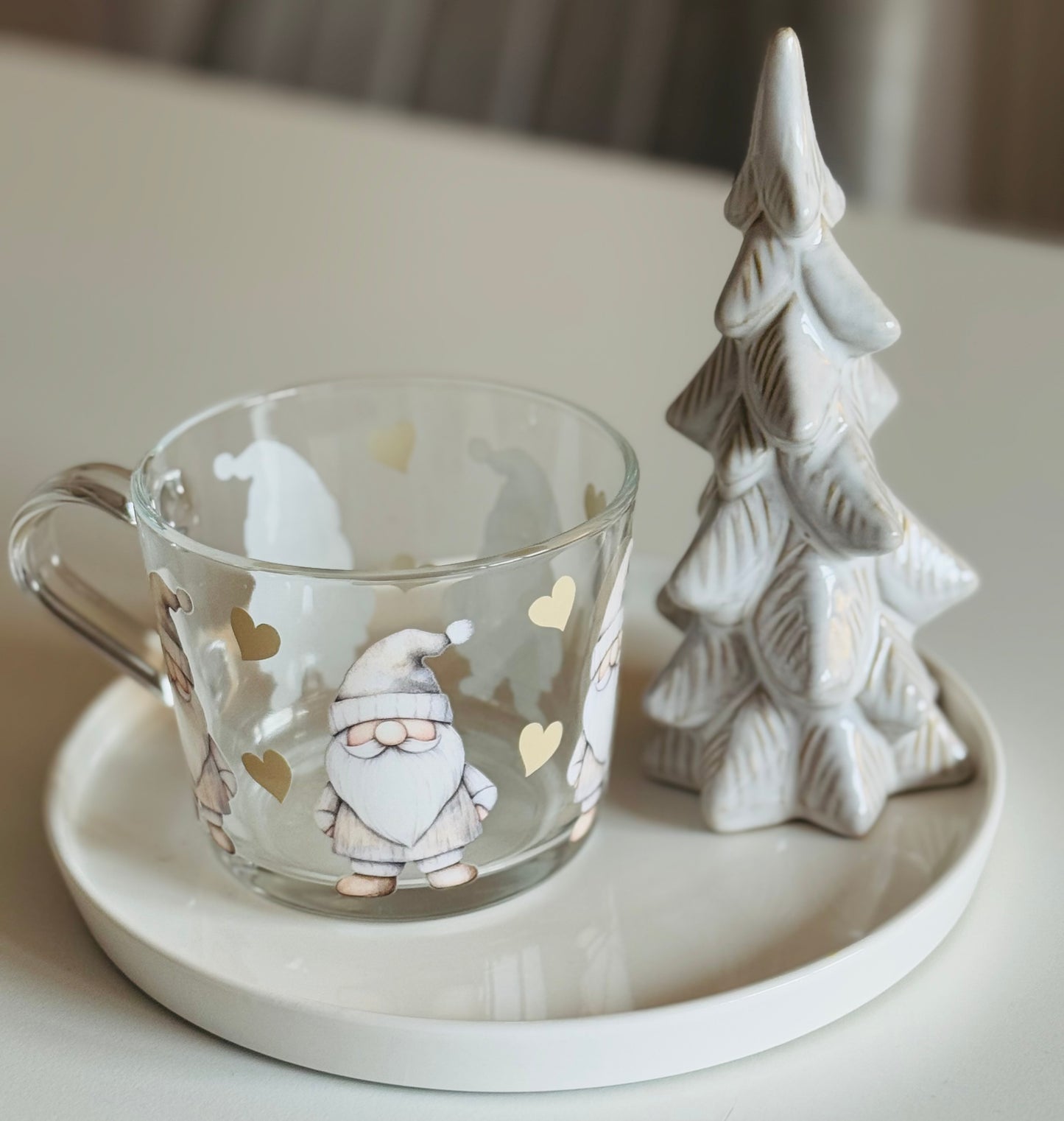 Neutral Gonks & Hearts Glass Mug