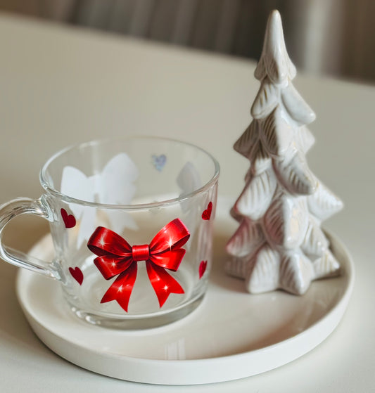 Red Bow Glass Mug