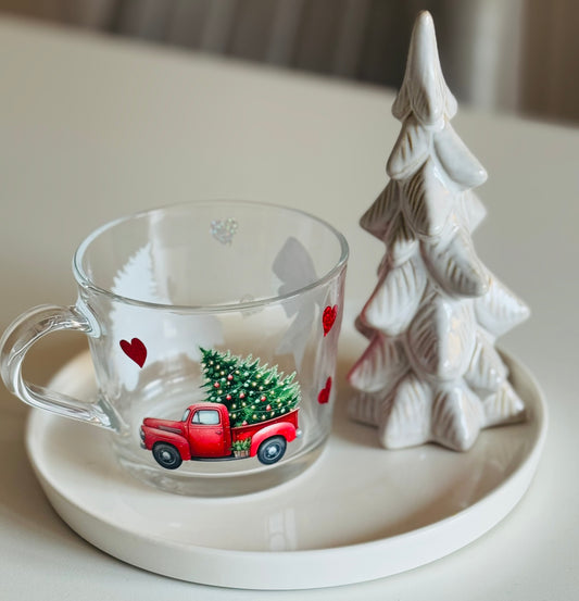 Red Truck Glass Mug