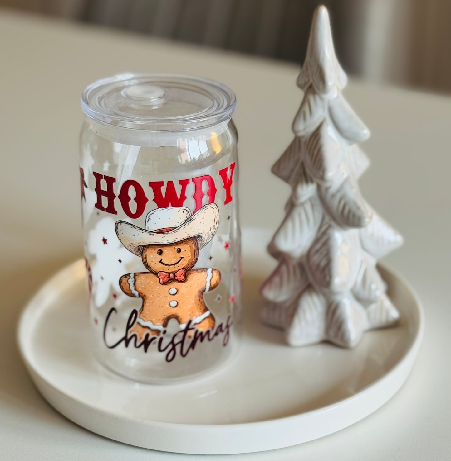 Howdy Cowboy Christmas plastic Can