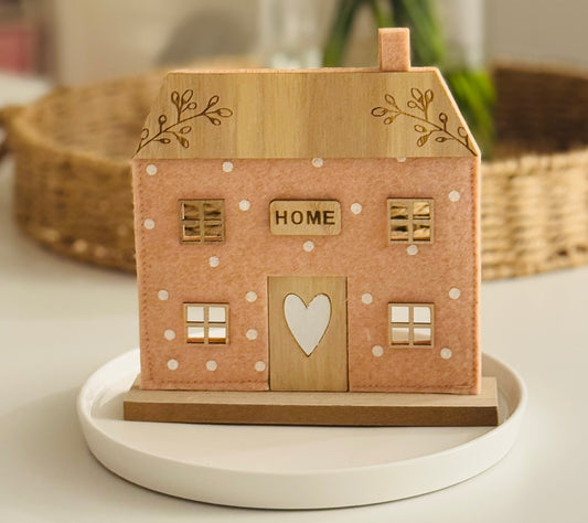 Polka Dot  Felt Pink / Peach Home Sign