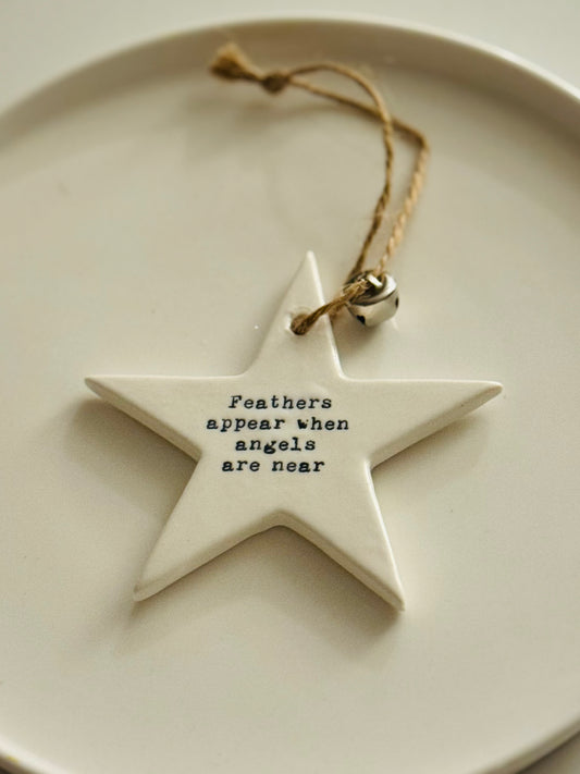 Feathers appear hanging star