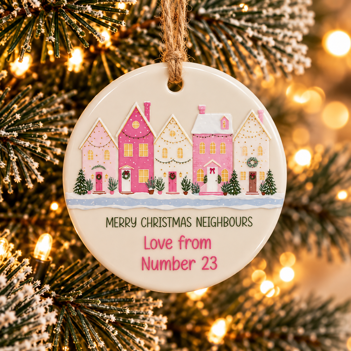 Pink House Christmas Neighbour Bauble