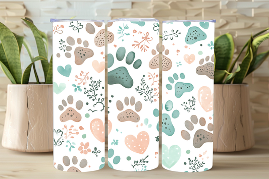 NEW Pastel Paw Print Tumbler