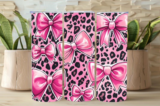 NEW Pink Bow and Leopard Print Tumbler