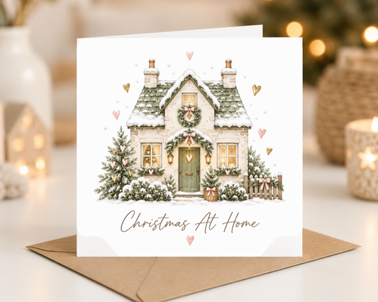 Blush Christmas at home card