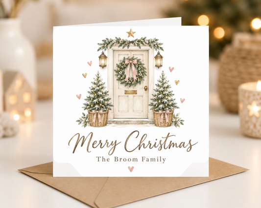 Blush Christmas Door Card (Personalised)