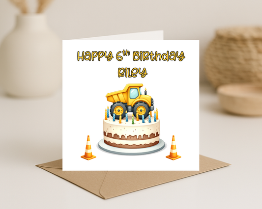Digger birthday card.