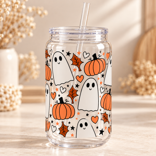 Pumpkins and Ghosts Plastic Can